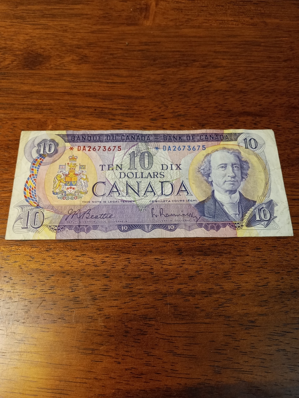 Canada Ten Dollar Banknote - Star Note 1971